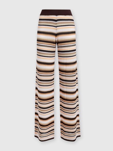 Straight trousers in striped cotton and viscose knit, Multicoloured  - DS24WI0UBK039XSM9GH
