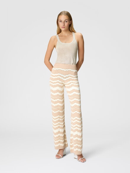 Pantalón en zigzag tono sobre tono, Beige - DS24WI0WBK040ES01CP