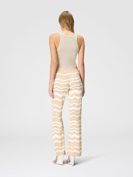 Pantalón en zigzag tono sobre tono, Beige - DS24WI0WBK040ES01CP