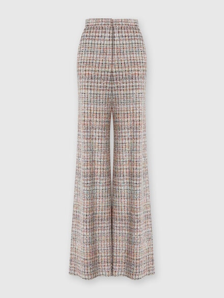 Bouclé checkered trousers with sequins, Multicoloured  - DS24WI19BC004RSM9IB