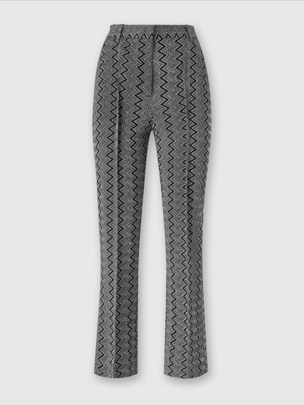 Cropped trousers with zig zag lamé motif, Black & Silver - DS24WI1CBR00ZRS91LP