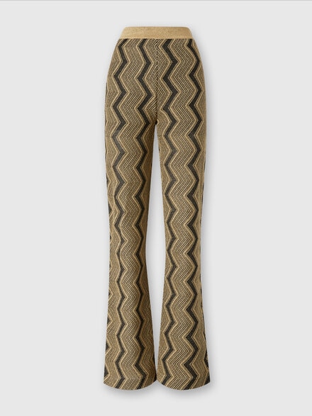 Flare trousers in zig zag lamé viscose, Black & Gold - DS24WI1IBK042KS91LJ