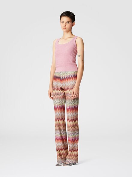Flared zigzag knit lace trousers, Multicoloured  - DS24WI1ZBR012CSM9OH