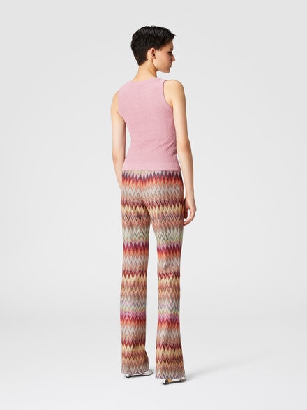 Flared zigzag knit lace trousers, Multicoloured  - DS24WI1ZBR012CSM9OH