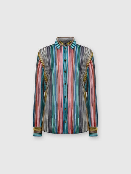 Lamé slub ribbed knit shirt, Multicoloured  - DS24WJ09BT0088SM9D1