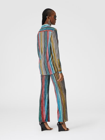 Lamé slub ribbed knit shirt, Multicoloured  - DS24WJ09BT0088SM9D1