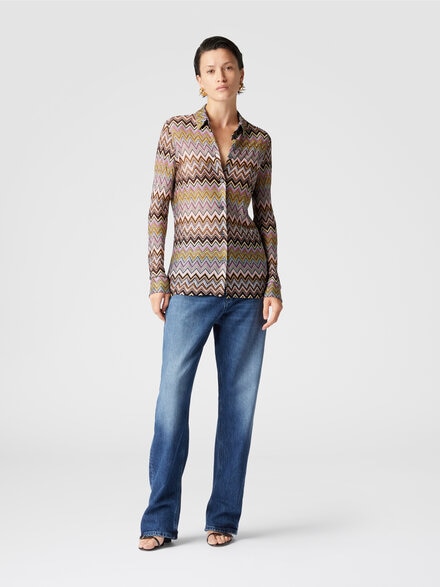 Zig zag viscose knit shirt, Multicoloured  - DS24WJ0ABR00YESM9EJ
