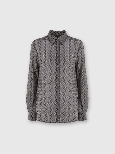 Shirt with zig zag lamé pattern, Black & Silver - DS24WJ0MBR00ZRS91LP