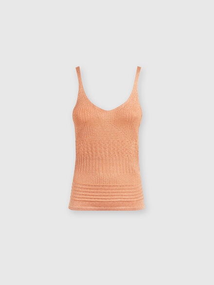 Lamé multi-processing viscose tank top, Orange Multicoloured  - DS24WK00BK036XS207Y