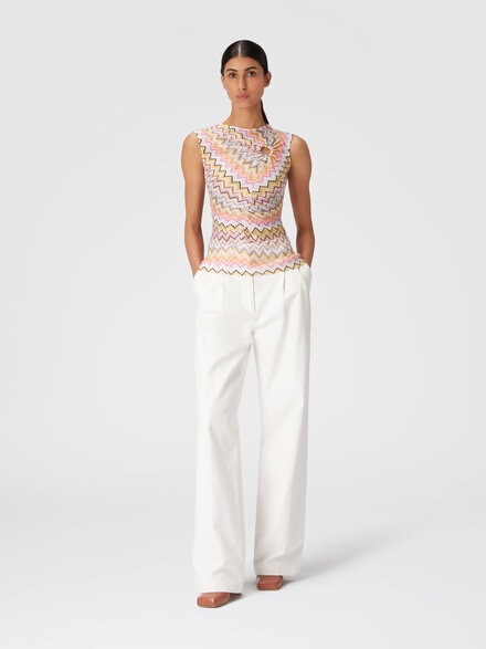 Sleeveless top with gathered neckline, Multicoloured  - DS24WK08BR00YES01CM
