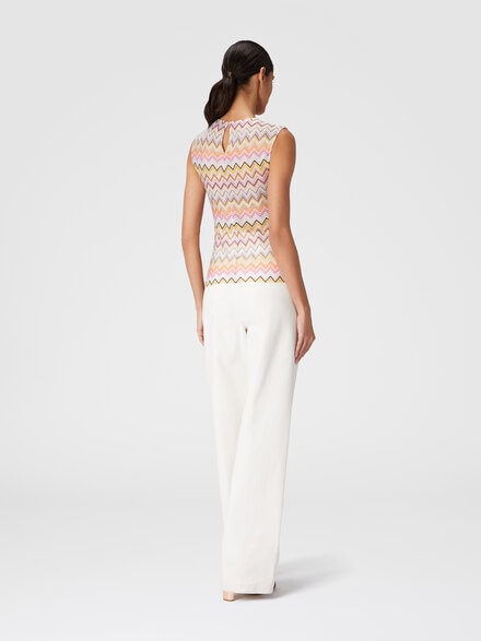 Sleeveless top with gathered neckline, Multicoloured  - DS24WK08BR00YES01CM