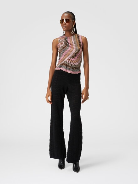 Sleeveless top in zig zag lamé viscose blend, Multicoloured  - DS24WK09BR00YFS415L
