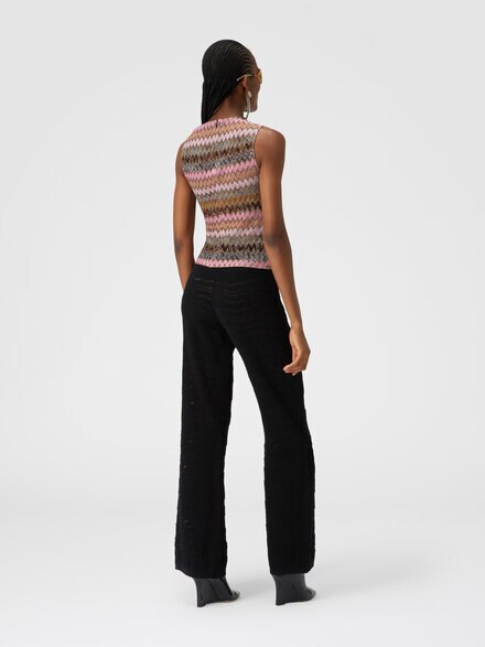 Sleeveless top in zig zag lamé viscose blend, Multicoloured  - DS24WK09BR00YFS415L