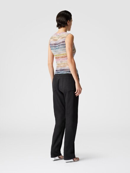 Sleeveless top in zig zag lamé viscose blend, Multicoloured  - DS24WK09BR00YFSM9EP