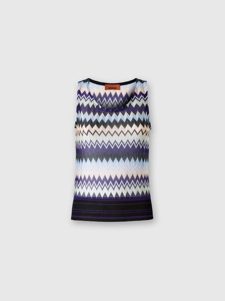 Sleeveless top in zig zag lamé viscose, Multicoloured  - DS24WK0CBR00YGSM9FK