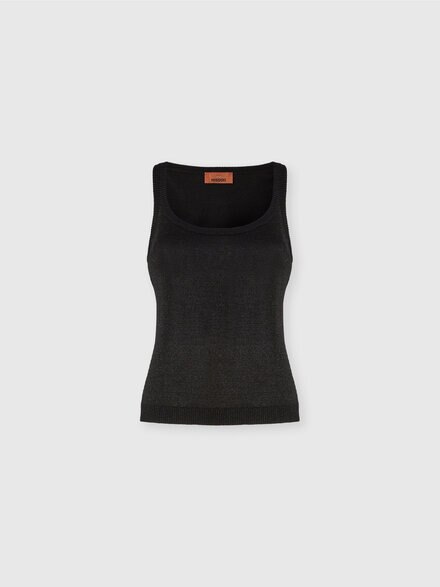 Glitter-effect viscose tank top, Black    - DS24WK0JBK039JS91KC