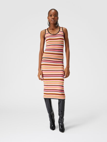 Striped cotton and viscose tank top, Multicoloured  - DS24WK0LBK039XSM9GI