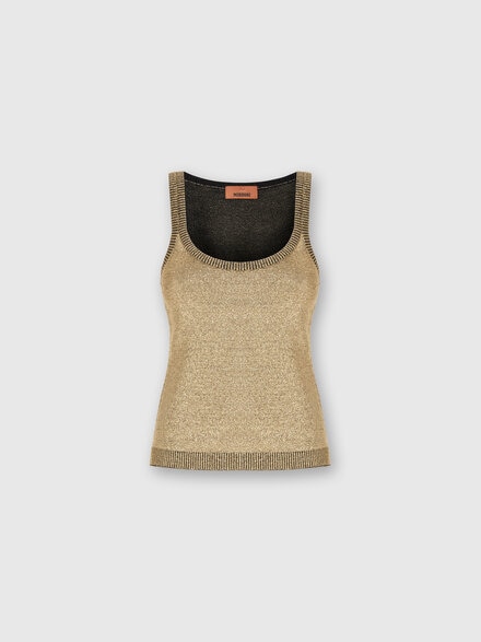 Glitter-effect viscose tank top, Black & Gold - DS24WK15BK042TS91LW