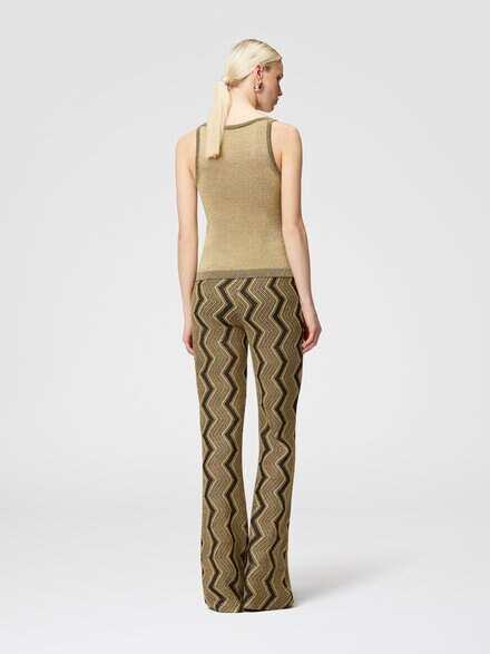 Glitter-effect viscose tank top, Black & Gold - DS24WK15BK042TS91LW