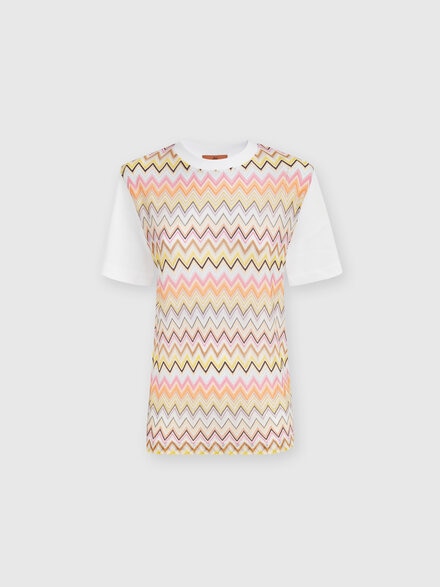 Cotton jersey T-shirt with chevron inserts, Multicoloured  - DS24WL0ABJ00L9S01CM