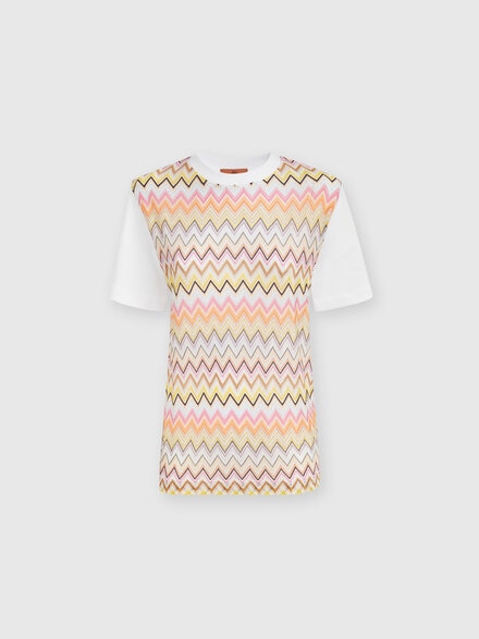 T-shirt in jersey di cotone con inserti chevron, Multicolore  - DS24WL0ABJ00L9S01CM