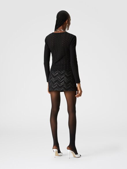 Cárdigan chevron efecto transparente, Negro    - DS24WM05BR00JE93911