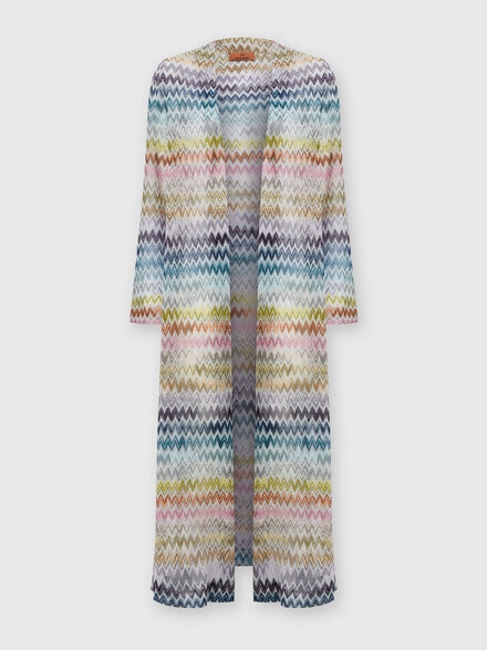 Long cardigan in viscose blend zig zag lamé, Multicoloured  - DS24WM0ABR00YFSM9EP