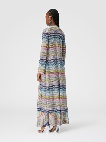 Long cardigan in viscose blend zig zag lamé, Multicoloured  - DS24WM0ABR00YFSM9EP