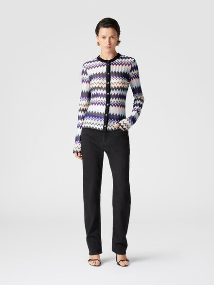 Cardigan en viscose lamée zig zag, Multicolore  - DS24WM0DBR00YGSM9FK