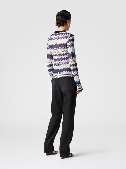 Cardigan en viscose lamée zig zag, Multicolore  - DS24WM0DBR00YGSM9FK