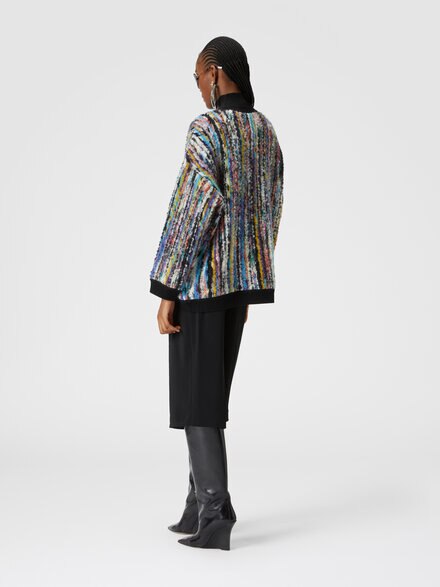 Oversized wool and mohair bouclé cardigan, Black & Multicoloured  - DS24WM0GBC004LSM9FN