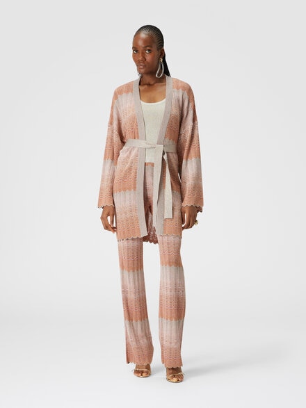 Zigzag Greek pattern cardigan and belt, Multicoloured  - DS24WM0JBK039ISM9G6