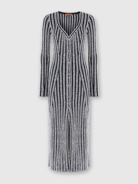 Long ribbed zig zag cardigan with sequins, Multicoloured  - DS24WM0XBK039GS91KF