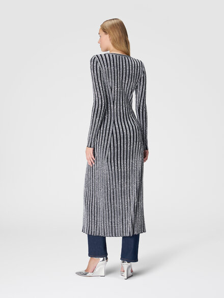 Long ribbed zig zag cardigan with sequins, Multicoloured  - DS24WM0XBK039GS91KF