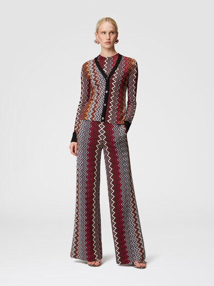 Zigzag viscose and wool cardigan, Multicoloured  - DS24WM17BR010DSM9IY