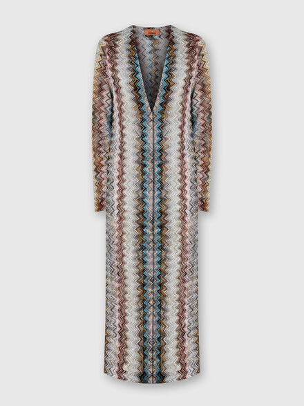 Long cardigan in viscose blend zig zag lamé, Multicoloured  - DS24WM19BR010GSM9JR