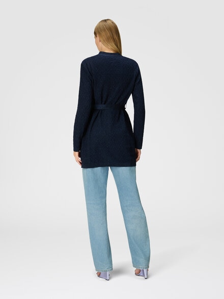 Jacquard chevron belted cardigan, Blue - DS24WM1OBK01B7L7059