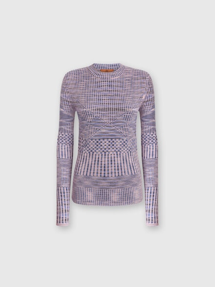 Slub wool knit crewneck pullover, Blue - DS24WN03BK037ASM9FQ