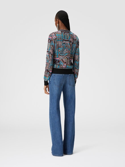 Crewneck pullover in wool and viscose with Venezia motif, Multicoloured  - DS24WN0CBK040RS415O
