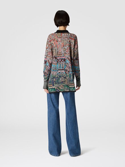 Polo oversize de punto de lana y viscosa con motivo Venezia, Multicolor  - DS24WN0DBK038JSM9EZ
