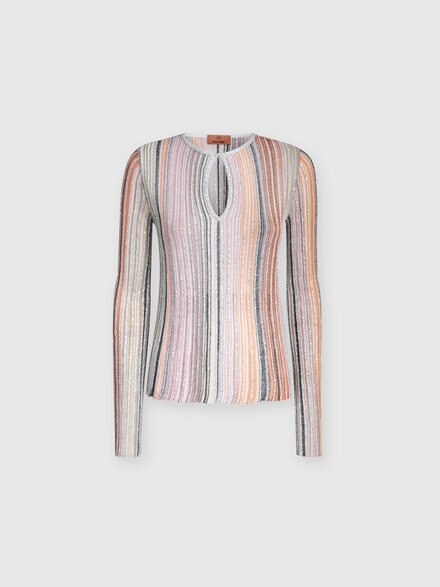 Partialized ribbed sweater with sequins, Multicoloured  - DS24WN0OBK039ESM9G8
