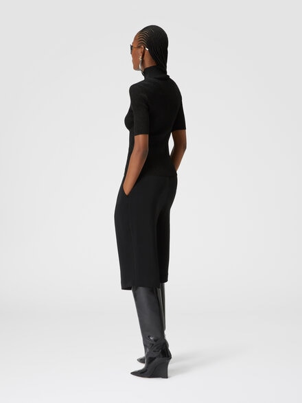 Short-sleeved turtleneck in glitter-effect viscose, Black    - DS24WN16BK039JS91KC