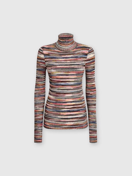 Viscose and ribbed wool turtleneck, Multicoloured  - DS24WN17BK040BSM9FD