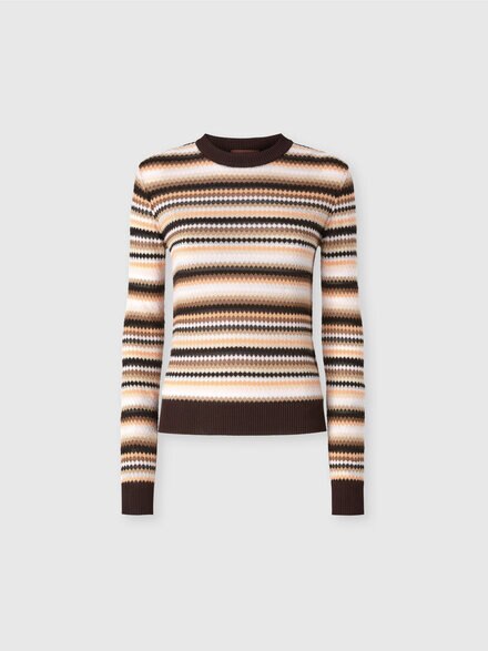 Striped wool and viscose crewneck pullover, Multicoloured  - DS24WN1EBK039XSM9GH
