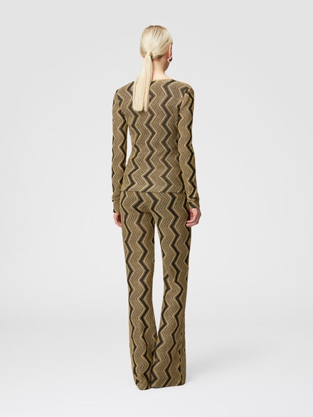 Pull col V en viscose lamée zig zag, Noir & Or - DS24WN1WBK042KS91LJ