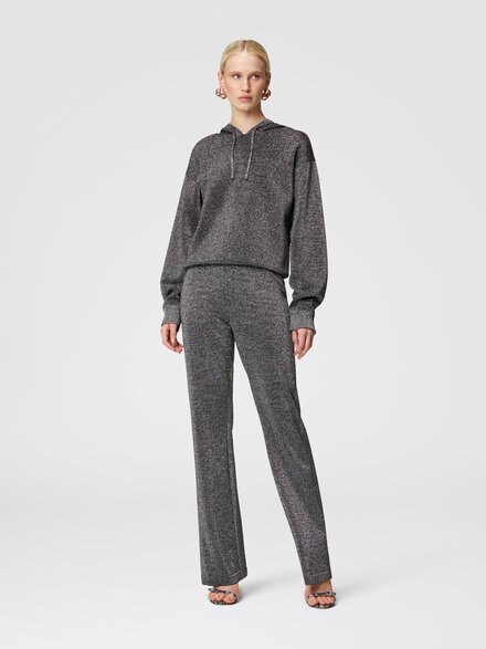 Kapuzenpullover aus Viskose mit Glitzereffekt, Schwarz & Silber - DS24WW09BK042TS91LV