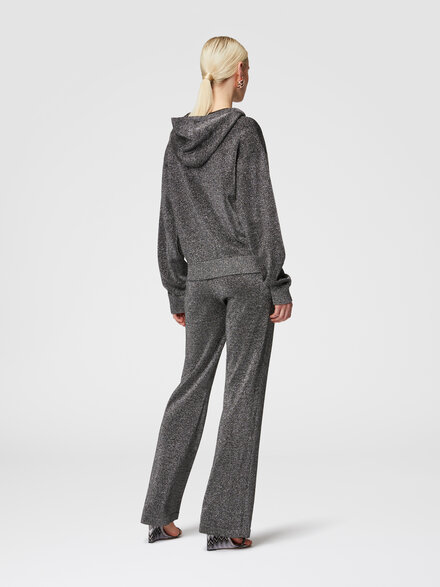 Kapuzenpullover aus Viskose mit Glitzereffekt, Schwarz & Silber - DS24WW09BK042TS91LV