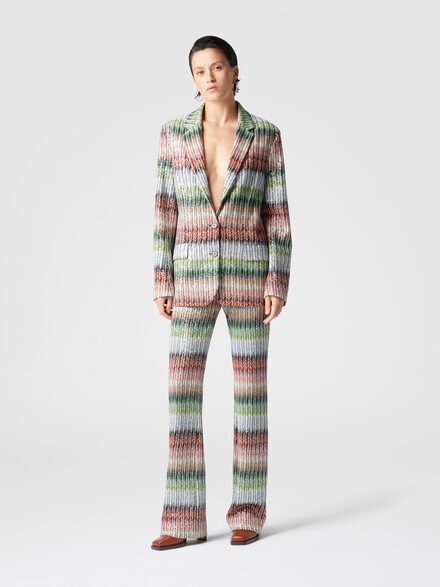 Zick-Zack-Strickblazer mit Dégradé und Pailletten, Mehrfarbig  - DS25SF02BC0051SM9KP
