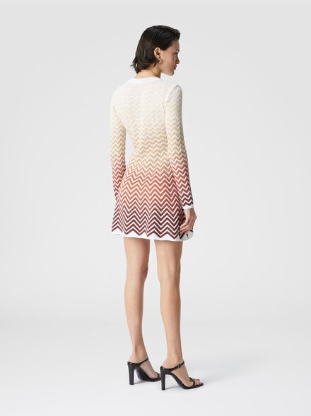 Flared mini-dress with dégradé chevron motif, Multicoloured  - DS25SG0SBK044VSM9M9