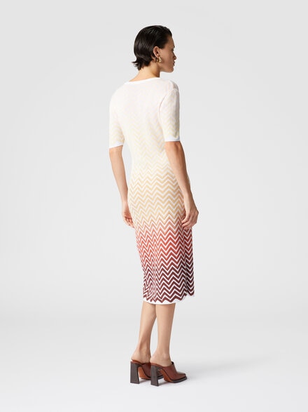 D&eacute;grad&eacute; chevron motif midi dress, Multicoloured  - DS25SG0TBK044VSM9M9